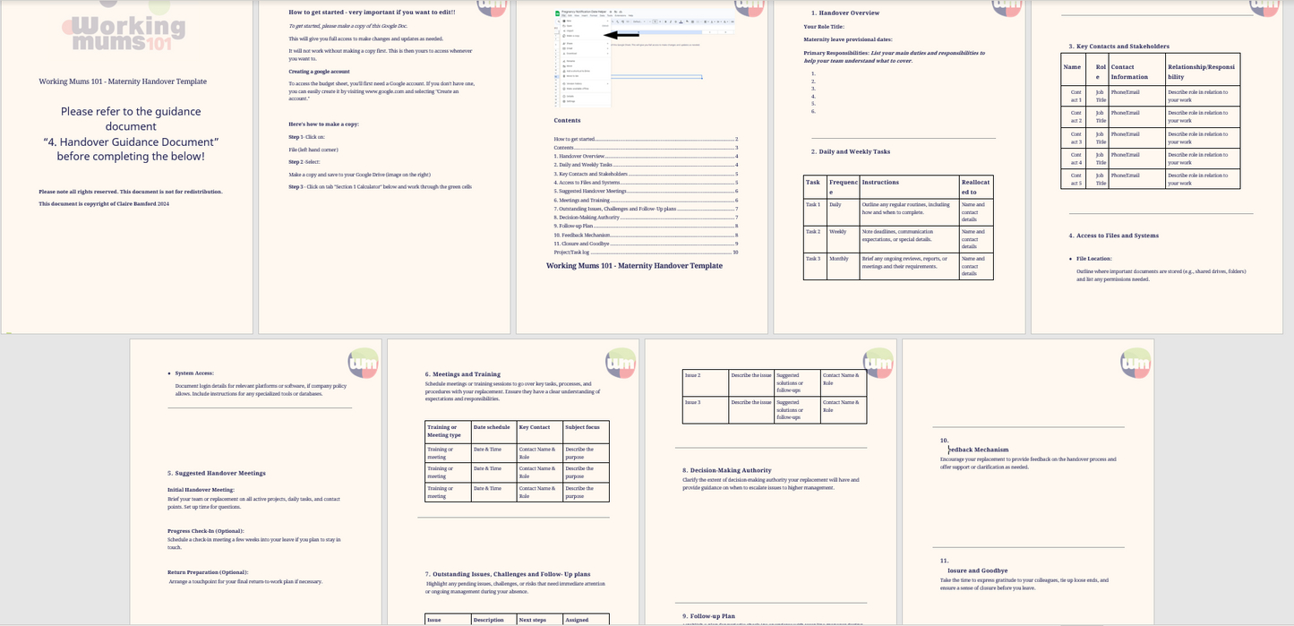 Maternity Handover Guide & Template - Standalone Tool